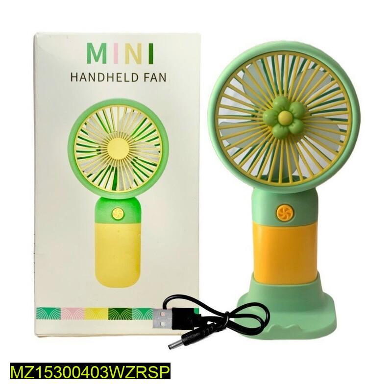 Mini Handheld Fan Green Yellow USB Rechargeable 1.5W