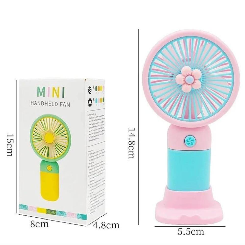 Mini Handheld Fan Green Yellow USB Rechargeable 1.5W